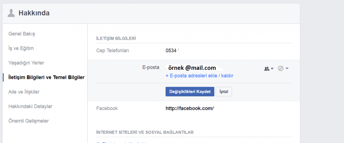 Facebook Mail Adresi Değiştirme