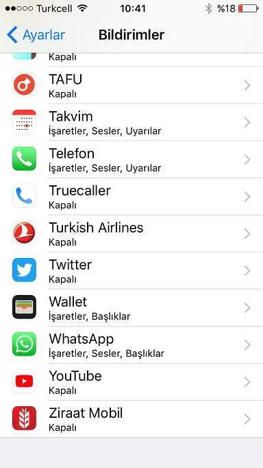 WhatsApp bildirim kapatma iphone