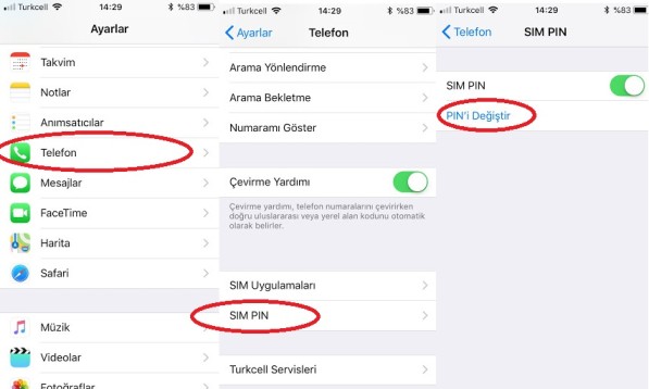 iPhone Sim Kart Şifre Değiştirme