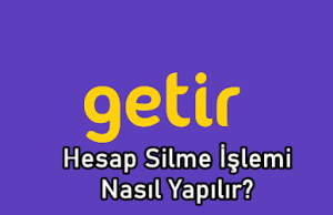 getir hesap silme işlemi